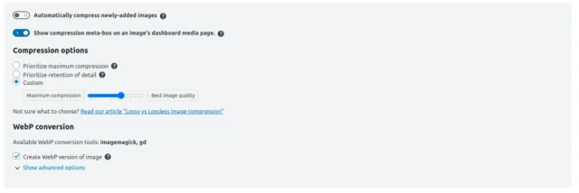 WEBp Settings