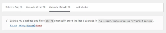Complete backup manually