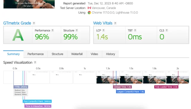 Gt metrix score after using WP-Optimize lazy loading