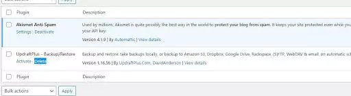 Delete updraft plus