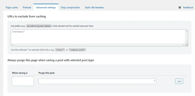 Urls to exclude